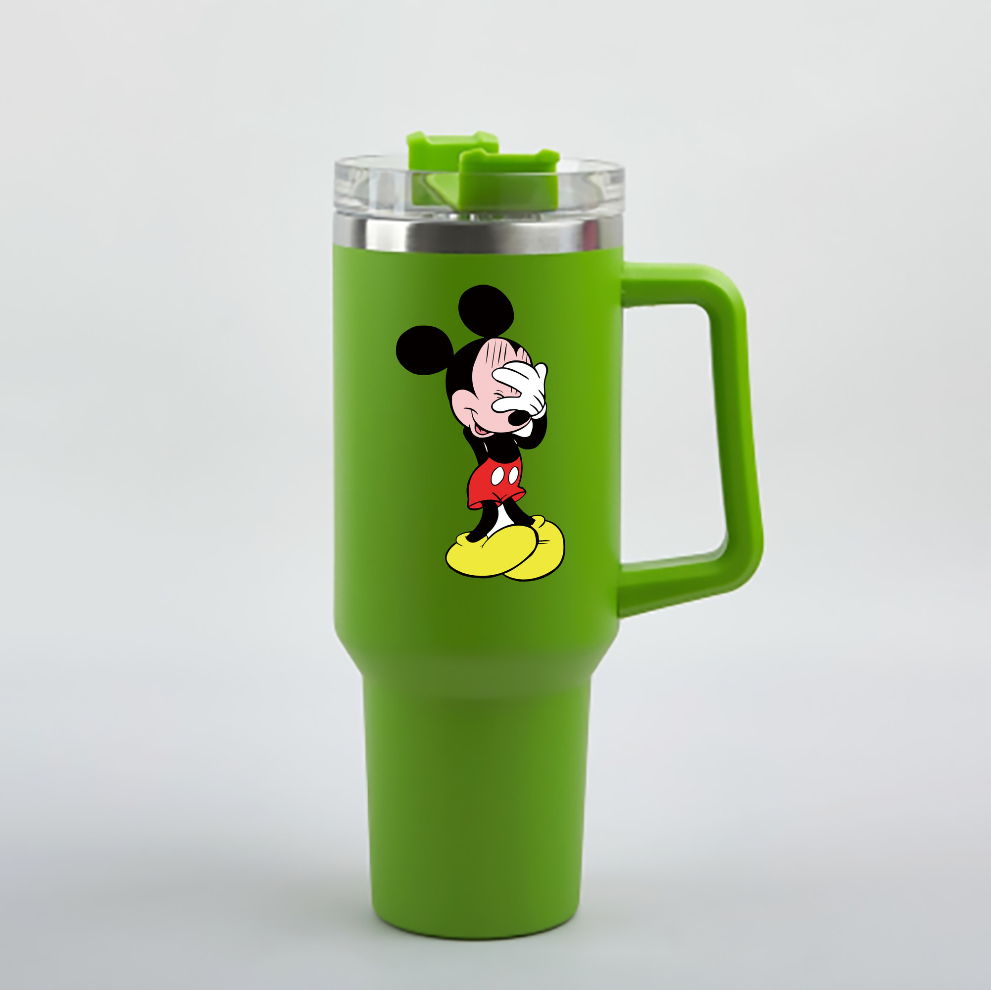 （画像用） ミッキーマウス Mickey Mouse 1200mL車用タンブラー - クリスタルステッカー（プラスチックストロー付き）